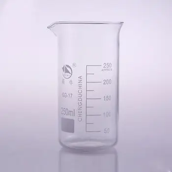  250 мл Стакан высокой формы Химическая лаборатория Боросиликатное стекло Прозрачный стакан Утолщенный с носиком