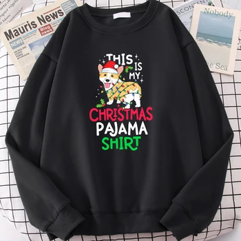 Корги Дерево Свет Собака Рождество Это мое Рождество Пижама Человек Толстовка Креативный Винтаж Флисовые Пуловеры Свободная Теплая Мужская Одежда