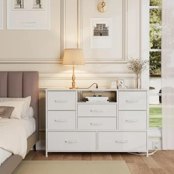 Комод для прихожей Мебель для спальни Шкаф (белый) Столик для макияжа Глубокий 8 ящиков для хранения в гостиной Мебель для прихожей
