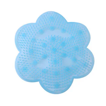 Силиконовый коврик для массажа ног Всасывание в форме цветка Нескользящий коврик для душа в ванной комнате, синий
