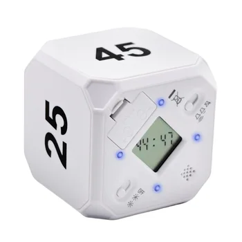 Cube-Timer Кухонный таймер Датчик гравитации Flip Медитативный таймер для управления временем и обратного отсчета 5-15-25-45 мин (белый)