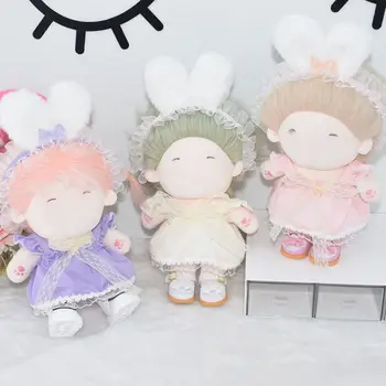 Кукольная одежда для 10 см 20 см Idol Doll Outfit Аксессуары Кроличьи ушки Кружевное платье Костюм для Кореи Kpop EXO Super Star Dolls Игрушки Подарок