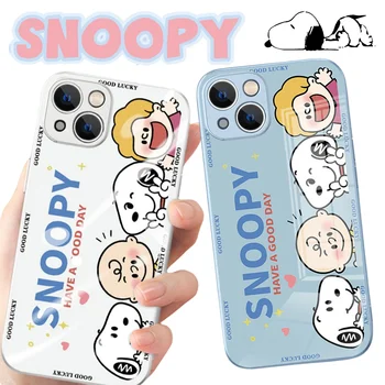 Kawaii Snoopy Чехол для телефона для IPhone 14 13 12 11 Pro Max X XS XR 7 8 Plus Симпатичная Мультяшная Защита от падения Противоударная Защита Задняя Крышка