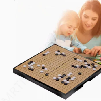  Магнитная игра Го Weiqi Шахматы Набор с одинарными выпуклыми магнитными пластиковыми камнями Детская развивающая игрушка Goban Настольная игра-головоломка