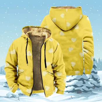  теплая толстовка с капюшоном с желтым сердечком с рисунком сердца толстовка с капюшоном мужское утолщенное зимнее пальто с длинным рукавом 3D принты уличная куртка