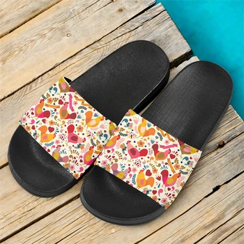 петух с цветочным рисунком плоские сандалии лето легкие нескользящие слайды модные дышащие пляжные тапочки для путешествий для женщин
