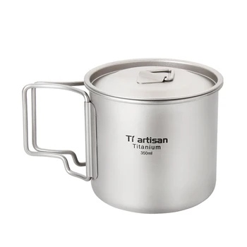 Tiartisan Чашка для воды Складная ручка Титановая кружка 350 мл Портативная на открытом воздухе Кемпинг Походы Посуда для путешествий Чашка для питья Ta8303