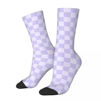 Новые мужские мужские носки Harajuku Фиолетовый шахматный носок Nodic Geometry Спортивные женские носки Весна Лето Осень Зима
