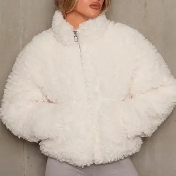 Женское пальто Уютный воротник-стойка Зимнее пальто Тепло Стиль Функциональность в мягком плюшевом женском пиджаке Морозостойкое пальто