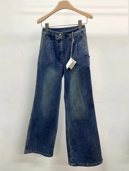 BC Новые хлопковые эластичные женские джинсы с высокой талией Свободные женские широкие брюки Мешковатые брюки полной длины