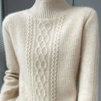 Водолазка Трикотажное дно 2023 Осень и зима Новый женский свитер Теплый кашемировый свитер Свободный большой размер Верхняя половина рубашки