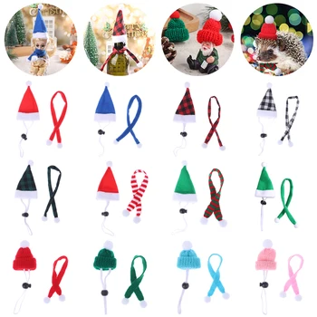 1 комплект мини-кукол головной убор рождественская шапка шляпа шарф для кукольного домика рождественская новогодняя сценавинная бутылка декор маленькие кепки для домашних животных костюм