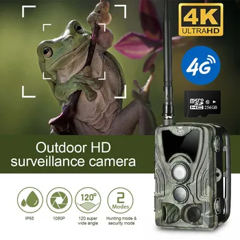 4G Камера для охоты HC-801pro 4K Видео в прямом эфире 30 МП Приложение Bluetooth-управление Наружные камеры дикой природы Фотоловушка ночного видения
