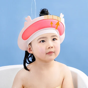  Шапочка для шампуня для детского душа с чашкой для мытья волос с дизайном оленя Шапка для детей Защита ушей Регулируемая безопасная детская шапочка для ванны