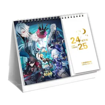 2024-2025 Игра Genshin Impact Настольные календари Сяо Хутао Вэньди Мультяшные персонажи Двойные календари Школьные принадлежности