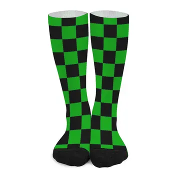  Черный И Зеленый Двухцветные Носки Мод Шашки Забавные Чулки Осенние Антибактериальные Пару Носки Высокое Качество На Открытом Воздухе Спортивные Носки