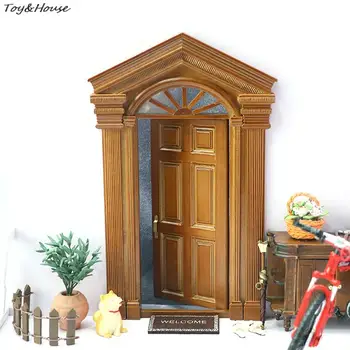 1:12 Кукольный домик Миниатюрная европейская ретро вилла Имитация двери Модель мебели Модель Декор Игрушка Кукла Аксессуары для дома