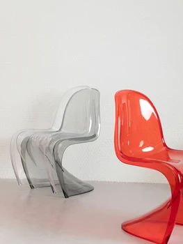 Стул Пан Донг Дизайнерский стул скандинавской формы Сетчатый красный обеденный стул Простая современная модная пластиковая скамейка в прозрачном стуле