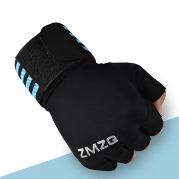 Мужчины и женщины Велоспорт Фитнес Альпинистские перчатки Дышащие нескользящие ледяные шелковые перчатки для фитнеса с половиной пальца Перчатки с удлиненным браслетом