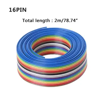 2m 16-контактный плоский ленточный удлинитель IDC Rainbow для провода DuPont с 1,27 мм