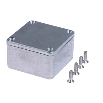 1590LB Мини серебристый алюминиевый корпус Электронный литой под давлением Педаль Проектная коробка 50 * 50 * 3 мм
