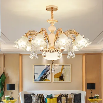  Люстра в европейском стиле Новая высококачественная бытовая хрустальная спальня для столовой Светильники для гостиной Простая современная атмосфера