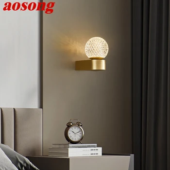 AOSONG Современный золотой латунный настенный светильник светодиодный 3 цвета просто креативный светильник бра для домашнего декора спальни