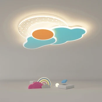 Простой креативный светодиодный потолочный светильник для детской комнаты Мальчики Девочки Мультяшное облако Лампа для спальни Домашний внутренний декор Освещение Лампы Светильники