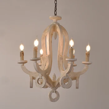 Люстры для спальни Антикварное деревянное освещение Французские подвесные светильники Кухонный светильник в стиле кантри Элегантное светлое фойе столовой