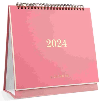 2024 Календарь (розовый) Настольный планировщик Ежемесячный офисный стол Мини-блокнот Сделано на заказ