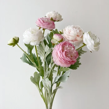3 головы искусственные цветы розы розовые белые пионы шелк цветок дом свадьба сад украшение поддельный цветок пион букет