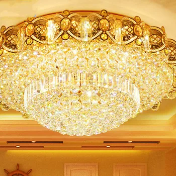 Современная индивидуальность золотая классическая золотая роскошная гостиная спальня светильник круглый потолок кабинет европейское хрустальное освещение LX111105