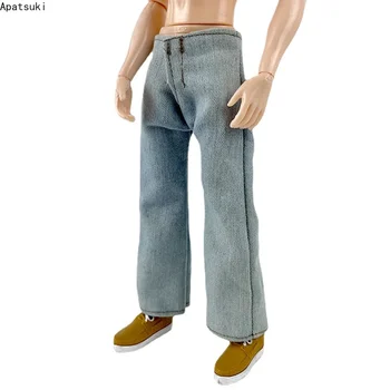 Джинсовые джинсовые брюки с широкими штаниями для куклы Ken Boy Брюки ручной работы 1/6 Кукольная одежда для бойфренда Барби Ken Dolls Аксессуары