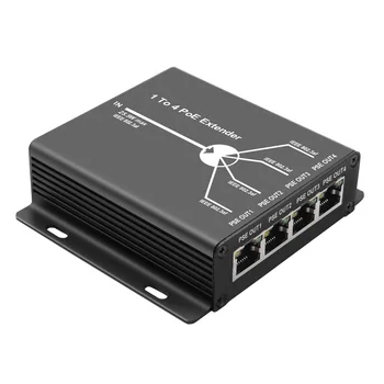 4 Удлинитель PoE IEEE802.3Af для IP-камеры Увеличьте расстояние передачи до 120 м с помощью портов LAN 10/100 Мбит/с 4 удлинителя POE