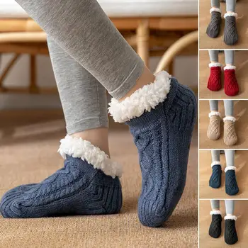 1 пара унисекс термальные носки плюшевая подкладка однотонные утолщенные носки осень зима эластичные нескользящие напольные носки для повседневной носки