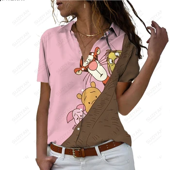 Disney Женская рубашка с коротким рукавом Лето Свободный повседневный стиль Женский кардиган с коротким рукавом на пуговицах Дышащий и удобный топ