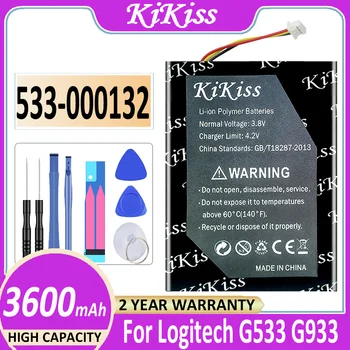 KiKiss 533-000132 Аккумулятор для Logitech G533 G933 Аккумуляторы большой емкости Батарея Bateria + Подарочные инструменты