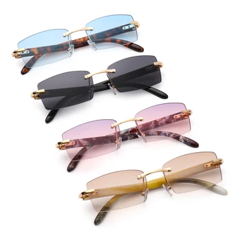Модные очки UV400 Градиентные прямоугольные солнцезащитные очки без оправы Солнцезащитные очки для вождения Модные оттенки Панк Солнцезащитные очки
