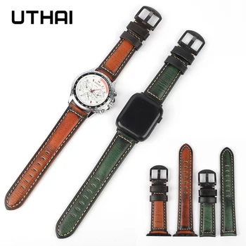 Кожаный ремешок для ремешка Apple Watch Для Apple Watch серии 7SE Для универсальных часов huawei samsung watch watchabnd UTHAI Z102
