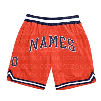  Custom Orange Color Аутентичные баскетбольные шорты 3D-печатные мужские шорты Название Mumber Быстросохнущие пляжные шорты