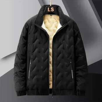 Прямоугольная хлопчатобумажная толстая теплая зимняя куртка для мужчин с термоподкладкой и водостойкой функцией Зимний уличный пуховик