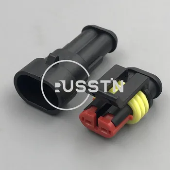 1 комплект 2-контактный AMP SuperSeal Водонепроницаемый электрический автомобильный штепсельный кабель розетка для авто 282104-1 282080-2