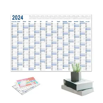 Краткий обзор настенного календаря на 2024 год Большой график для стены Годовой календарь Календарь на 365 дней Большой календарь-плакат для академических