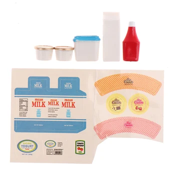5 шт./комплект 1:12 Кукольный домик Миниатюрный йогурт молоко томатный соус Йогурт со льдом Еда Игрушка Кукольный домик Кухонная игрушка