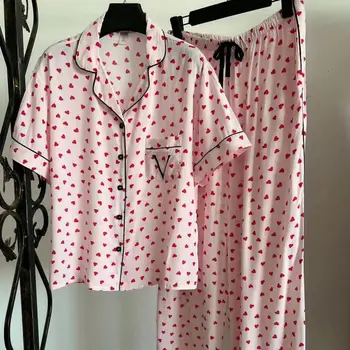 Sumemr Брюки с короткими рукавами Пижама из чистого хлопка Домашняя одежда Женская пижама из чистого хлопка Пижама Пижама Комплект домашней одежды