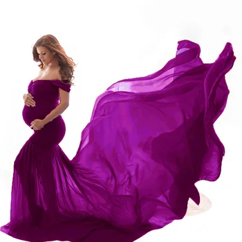 Шифон с длинным хвостом Платье для беременных Для сращивания Материнство Фотография Реквизит Макси Платья Для Беременных Женщин Одежда Платье Для Беременности