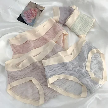 Кремовые жакеты, мягкие и удобные сексуальные трусики, женские горизонтальные полосатые трусики, ультратонкие трусики в стиле Instagram