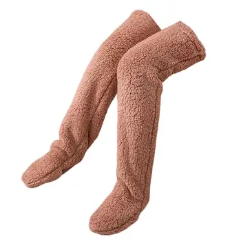 Holey Footed Socks для спальни и ванной комнаты Термочулки для женщин Уютные плюшевые носки-тапочки Теплые выше колена пушистые для женщин