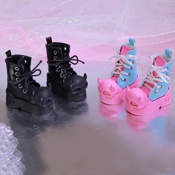 Аутентичная розово-голубая кукольная обувь 1/4 БЖД, двухцветные универсальные ботильоны из смолы высокой моды 1 пара