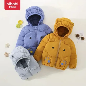 hibobi Детское мультяшное изображение с капюшоном Теплое и удобное хлопковое пальто Модная и повседневная мягкая пуховая куртка с хлопковой подкладкой